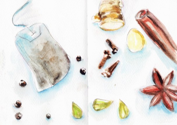 Chai Ingredients Sketch